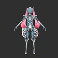 Futuristic Sci Fi Female Character With Pink Hair Mechanical Body And Intricate Patterns