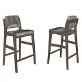 Modern Minimalist Bar Stools With Wooden Frame And Tufted Upholstered Seat