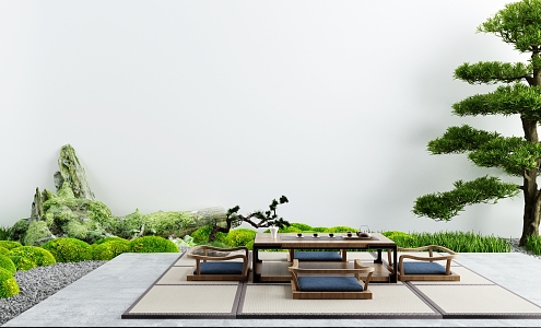 Courtyard Leisure Tea Room Zen Tea Tasting Area Courtyard Landscape Dry Landscape 3d model