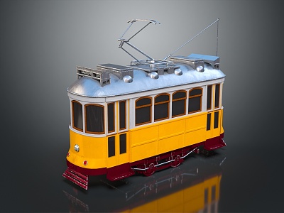 Retro tram streetcar tram system city tram 3d model