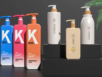 Colorful Modern Bathroom Accessories Bottles With Pump Dispensers For Shower Use 3d model