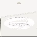 White Layered Leaf Design Chandelier Hanging In Room With Decorative Ceiling Molding Curtains Green Plant
