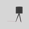 Modern Table Lamp With Gray Fabric Lampshade Tripod Base And Red Wire