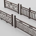 Traditional Chinese Wooden Railings With Intricate Openwork Patterns And Decorative Posts