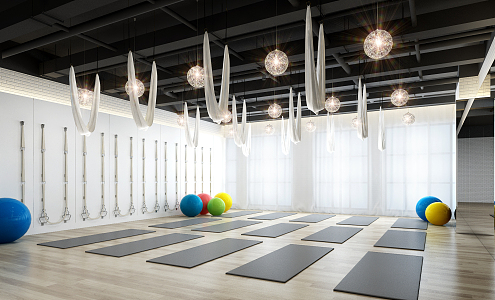 Industrial LOFT Yoga Studio Yoga Classroom Yoga Pilates 3d model