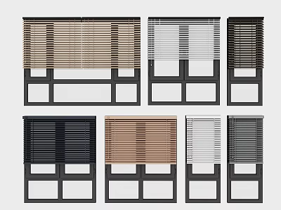 Window Blinds In Various Styles And Colors For Home Interior 3d model