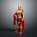 Man in Golden Traditional Attire with Red Cloak and Ornate Headdress
