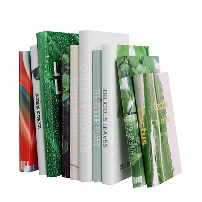 Green Plant Themed Books With Leaf Cover Designs And Nature Content 3d model