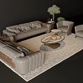 Modern Living Room Grey Sofa Coffee Table Set With Round Table Cushions Armchairs And Rug