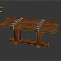 Slatted Wooden Outdoor Chair With Rustic Brown Finish And Metal Straps