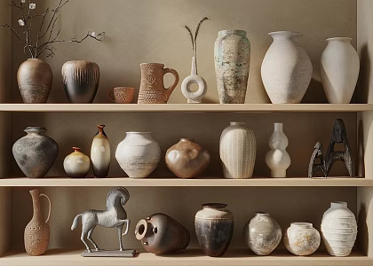 Ancient Chinese Ceramic Vessels, Pottery Pot Jewelry Ornaments, Pottery Pot 3d model
