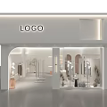 Modern Clothing Store Front With White Exterior Window Display Mannequins And Plants