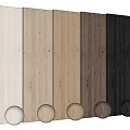 Modern Wooden Wall Panels With Natural Dark Tones And Decorative Balls