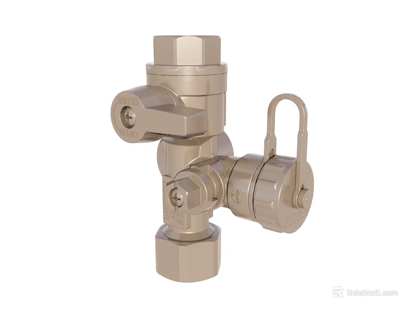 High Quality Industrial Brass Valve With Locking Ring And Threaded Ends 3d model 