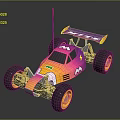 Colorful Remote Control Off Road Car With Pink Yellow Purple Large Wheels Rear Wing Antenna