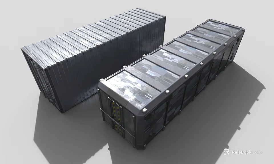 Two Heavy Duty Industrial Shipping Containers For Storage And Transport Solutions 3d model 