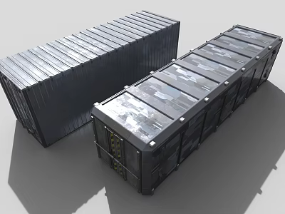 Two Heavy Duty Industrial Shipping Containers For Storage And Transport Solutions 3d model