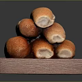 Golden Brown Bread Rolls Stacked on Wooden Tray With Soft Interior