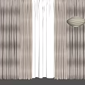 Modern Double Layer Curtains With Sheer Inner Layer And Neutral Tone Interior Lighting 3d model