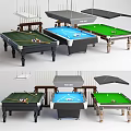 Sports Equipment Pool Tables in Green Blue Colors with Pool Cues and Balls