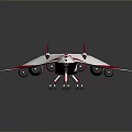 Red And White Modern Futuristic Aircraft Model With Sleek Aerodynamic Tailless Design