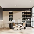 Modern Public Office Space With Open Layout Desks Chairs Storage Cabinets And Natural Light