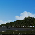 Urban Road Infrastructure With Multiple Lanes Street Lights And Green Trees