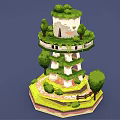 Ivy Covered Multi Story Tower With Windows And Greenery Surrounded by Trees and Grass