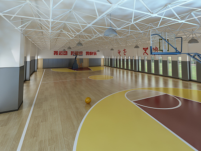 modern basketball hall basketball court 3d model