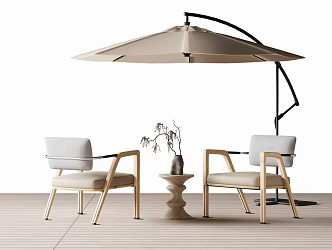 Outdoor Leisure Chair Outdoor Table and Chair Rattan Chair Sunshade 3d model