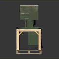 Wooden Furniture Stand with Pallet Style Base and Green Device On Top