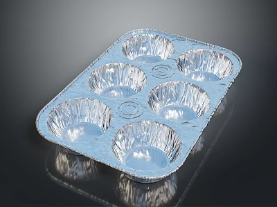 Aluminum Foil Six Cup Muffin Pan Ideal For Baking Tasty Cupcakes And Muffins 3d model