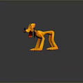 Game And Movie Character Yellow Cartoon Dog 3D Model With Open Mouth And Long Ears