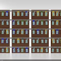 Jewelry with Small Tags in Green Blue Yellow Colors on Wooden Shelves Text and Barcodes