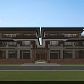 Modern Two Story Single Family Villa With Symmetrical Facade Large Windows And Front Balconies