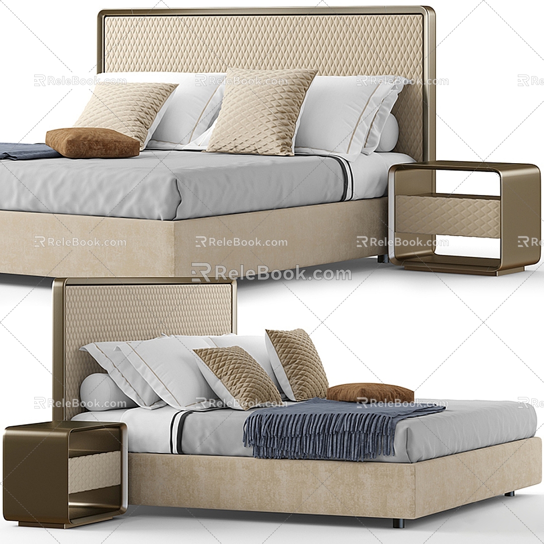 Fabric double bed model