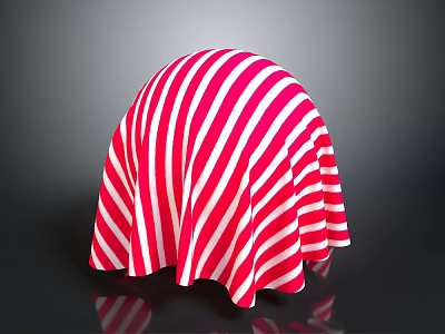 Red And White Striped Flowy A Line Dress For Casual Fashion Look 3d model