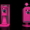 Pink Public Post Boxes With Transparent Window Logo And Arrow Indicators 3d model