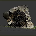 Rustic Wooden Log Decor On Stone Base With Natural Moss And Soil