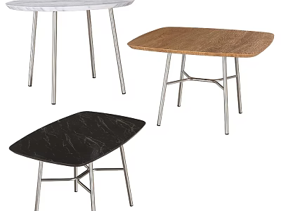 Modern Coffee Tables with Marble Wooden and Black Tops and Metal Legs in Various Designs 3d model