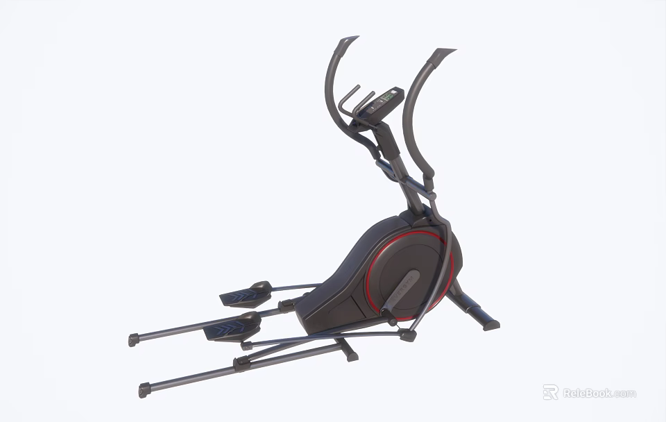 Sports Equipment Elliptical Trainer With Black Frame Red Accents Adjustable Handles And Pedals For Home Gym 3d model 