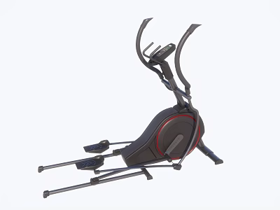Sports Equipment Elliptical Trainer With Black Frame Red Accents Adjustable Handles And Pedals For Home Gym 3d model