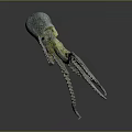Realistic 3D Rendered Spotted Octopus With Curled Tentacles On Dark Background