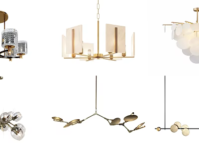 Modern Chandeliers With Geometric Glass Metal Leaf And Spherical Design For Interior 3d model