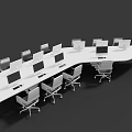 Modern White Conference Table with Multiple Office Chairs and Laptops for Meeting Space