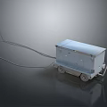 Gray Mobile Equipment Device With Wheels And Connected Power Cable 3d model