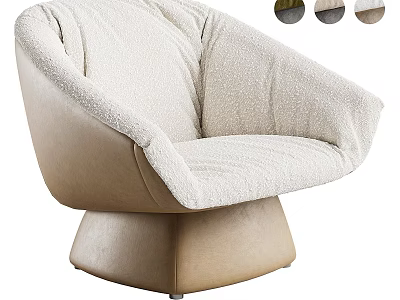 Modern Beige Upholstered Single Sofa With Round Swivel Base And Comfortable Cushion 3d model
