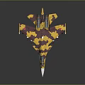 Colorful Camouflage Fighter Jet Model With Yellow Purple Paint And Tail Fins