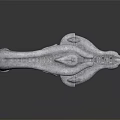 Cosmic Aerospace Mechanical Structure Model With Detailed Gray Alien Texture Design