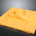 Warm Yellow Wooden Stone Square Panel with Carved Texture and Natural Surface Patterns